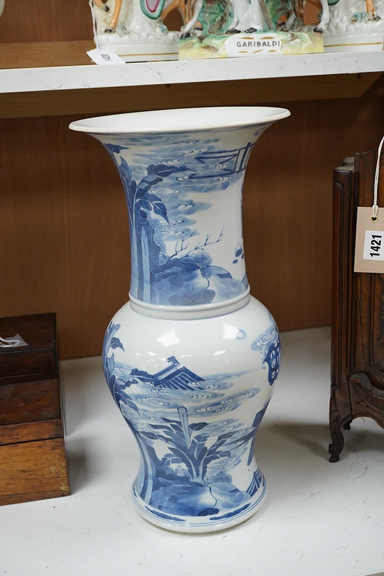 A Chinese blue and white Yen Yen vase, 42cm high